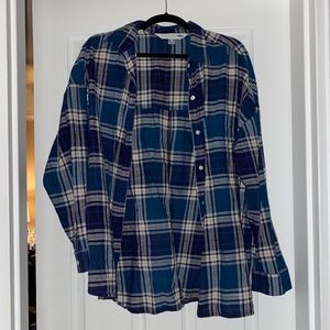Old Navy Blue Plaid Boyfriend Button Down